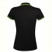 Рубашка поло женская PASADENA WOMEN 200 с контрастной отделкой, черная с зеленым