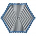 Зонт складной R Pattern, черно-белый в полоску с голубым кантом